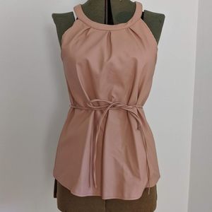 Pink Faux Leather Peplum top